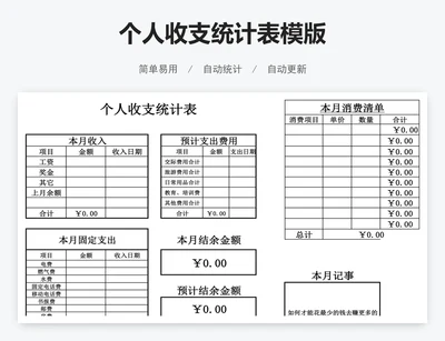 个人收支统计表模版