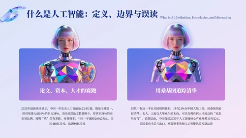 蓝紫色创意风AI人工智能PPT模板