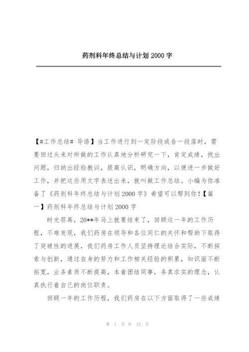 药剂科年终总结与计划2000字.docx