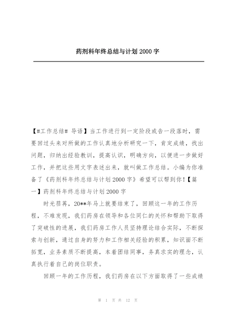 药剂科年终总结与计划2000字.docx