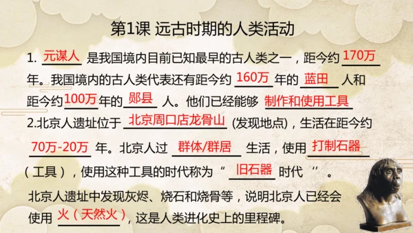 第一单元 史前时期：原始社会与中华文明的起源  单元复习课件（20张PPT）