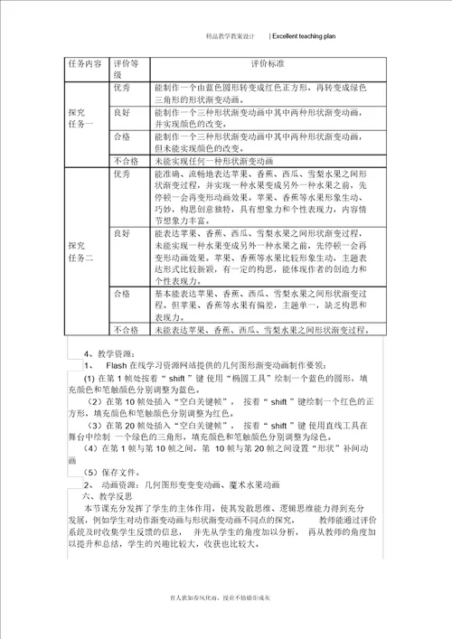 形状渐变动画教学设计新部编版