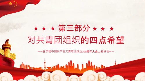 在庆祝共青团成立100周年大会上的讲话PPT