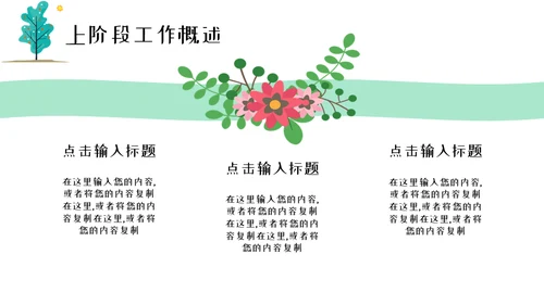 春风杨柳小清新工作汇报通用PPT模板