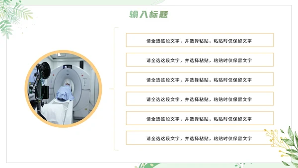 绿色清新植物绿色医疗通用述职PPT模板