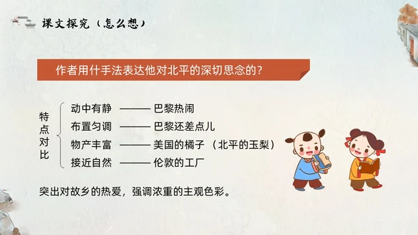 橙色部编版六年级语文下册PPT课件想北平PPT模板宣传PP六年级语文下册课件