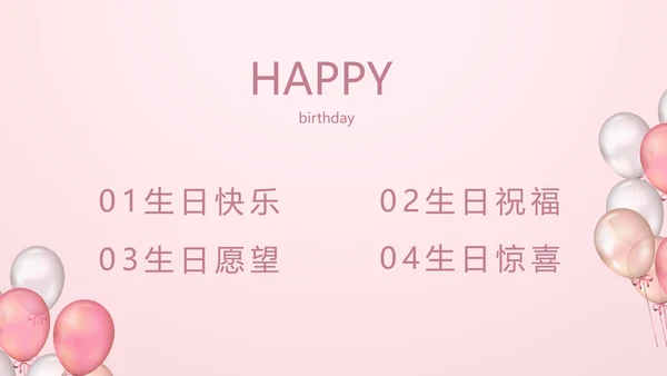 粉色生日快乐派对纪念册相册动态PPT模板