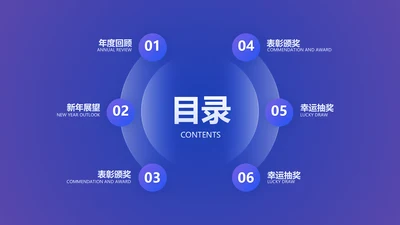蓝色简约目录页排版展示PPT单页
