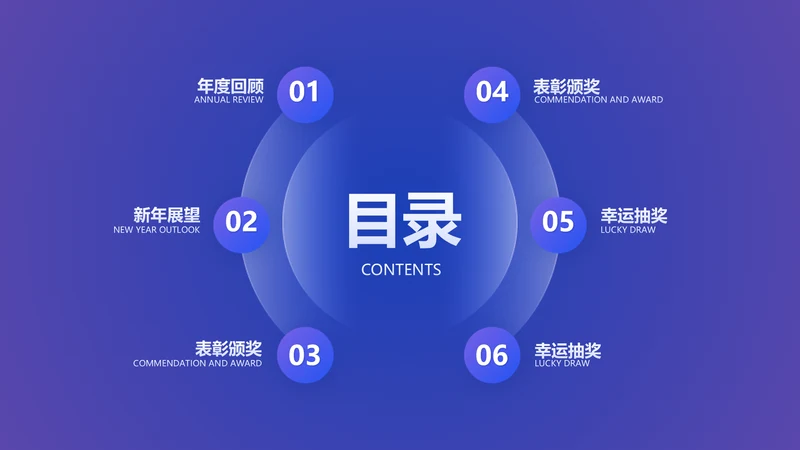 蓝色简约目录页排版展示PPT单页
