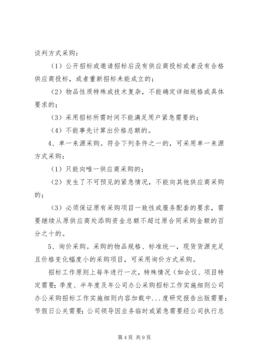 公司办公采购招标工作实施细则 (12).docx