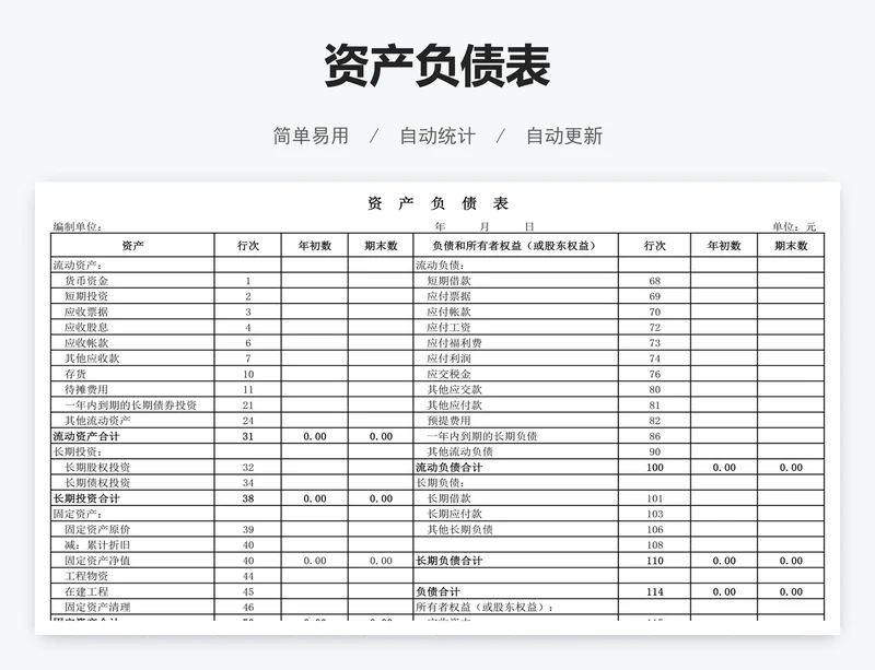资产负债表