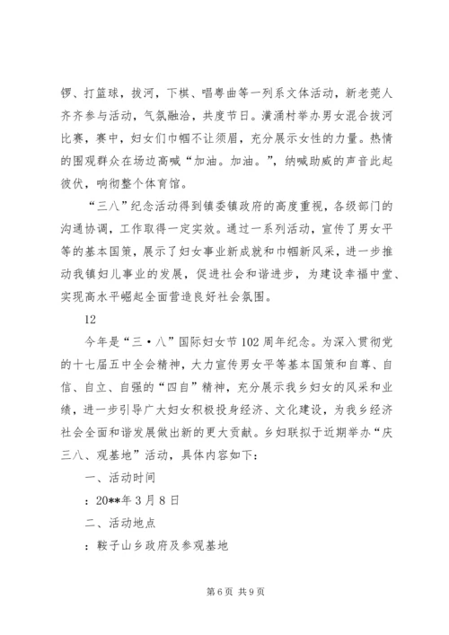 乡镇纪念三八妇女节活动情况总结.docx