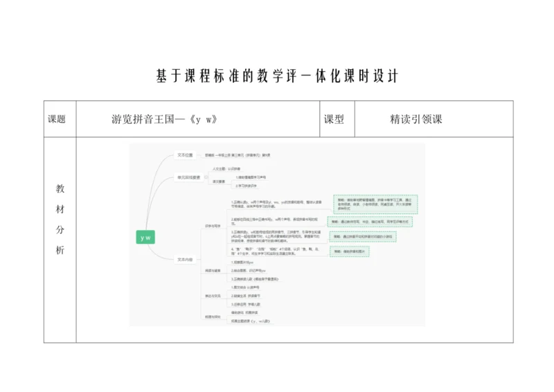 【新教材】9《y w》  “教学评一体”教学设计