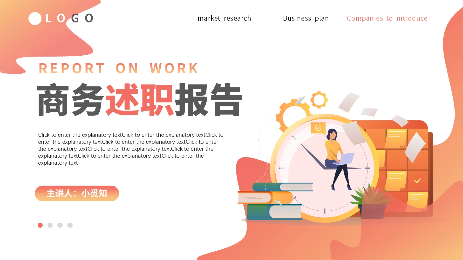 橙色活力渐变商务述职报告工作总结动态PPT模板