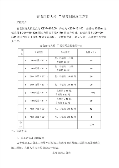 青衣江特大桥T梁预制场施工方案