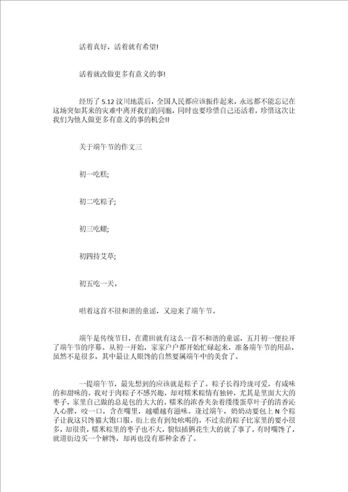介绍端午节的作文600字五篇