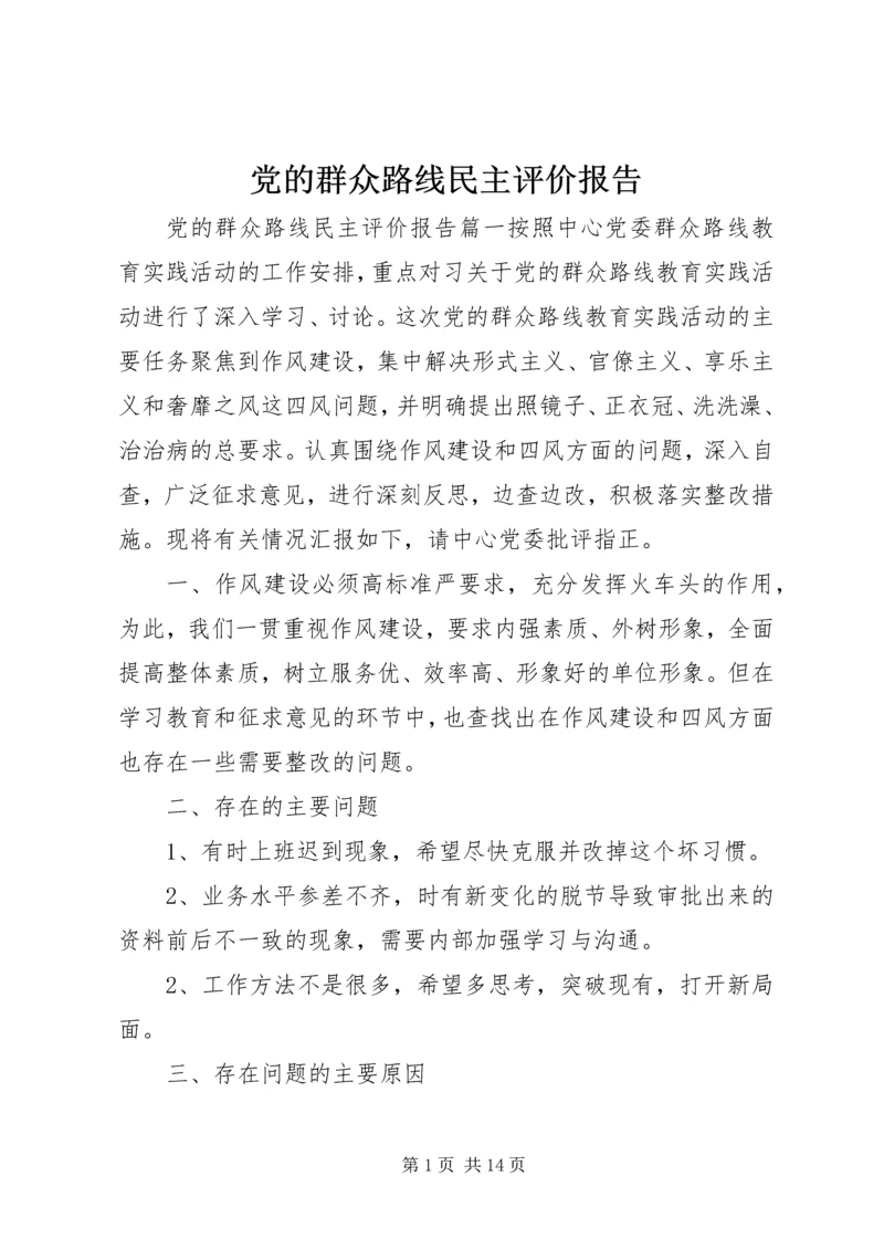 党的群众路线民主评价报告.docx