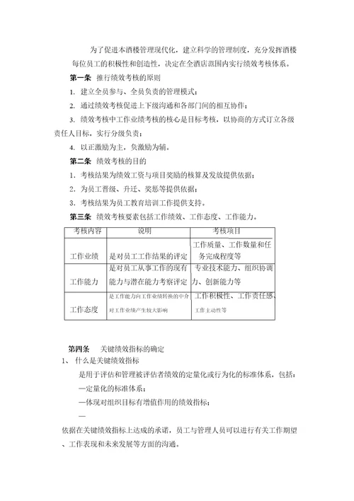 民鑫酒楼绩效考核体系设计