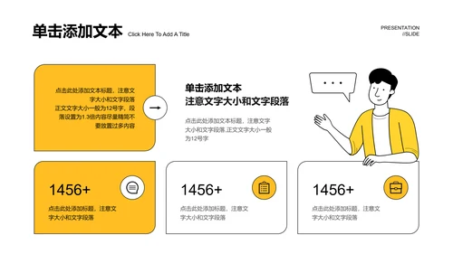 黄色扁平风格数据汇报通用PPT演示模板
