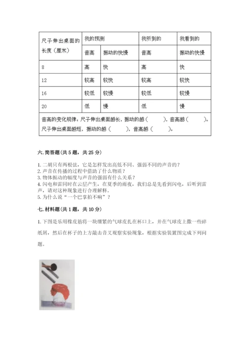 教科版科学四年级上册第一单元声音测试卷及答案【易错题】.docx