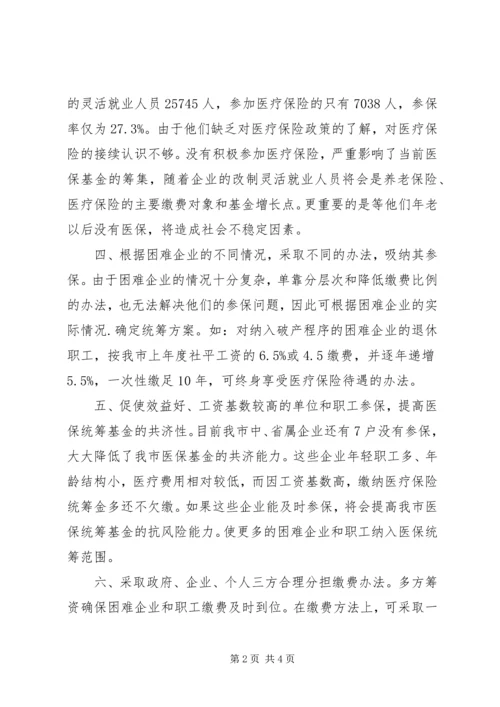 困难企业参加医疗保险问题调研报告.docx