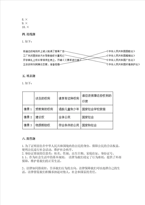 20222023学年部编版六年级上册道德与法治期中测试卷及答案必刷