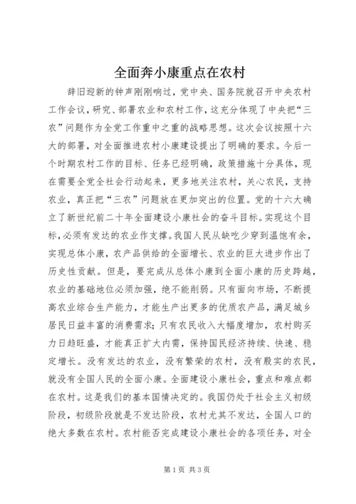 全面奔小康重点在农村.docx