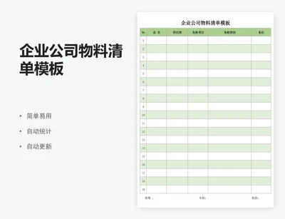 企业公司物料清单模板