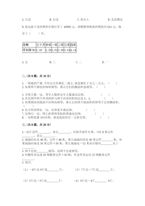 小学六年级数学期末自测题附完整答案（夺冠系列）.docx