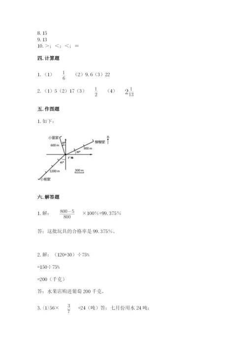 人教版六年级上册数学期末测试卷及答案【网校专用】.docx