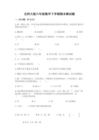 北师大版六年级数学下学期期末测试题精品（典型题）.docx