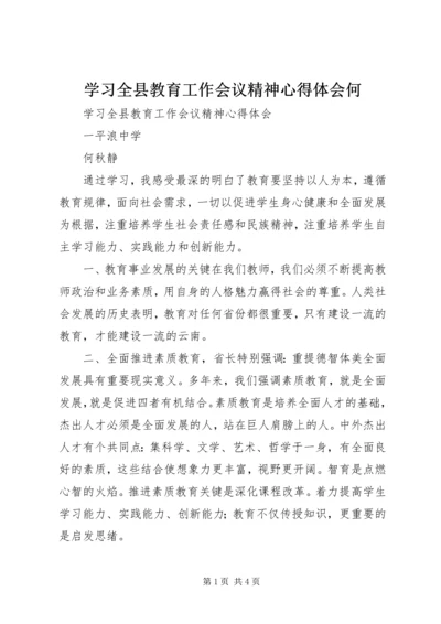 学习全县教育工作会议精神心得体会何.docx