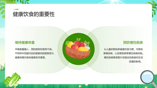 绿色扁平风学生饮食健康防护指南PPT