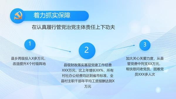 蓝色大气党建党支部年终工作汇报PPT