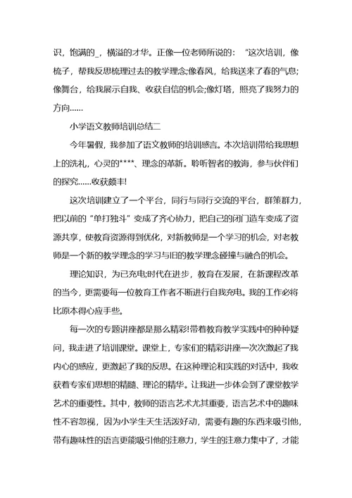 小学语文教师培训总结范文 (2)