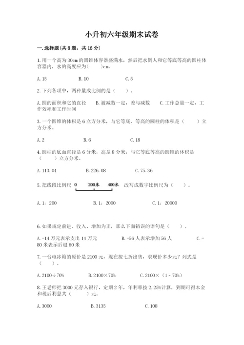 小升初六年级期末试卷精品（有一套）.docx