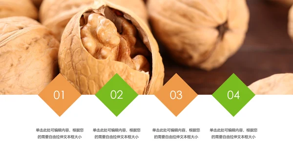休闲美食美味坚果干果核桃宣传PPT模板