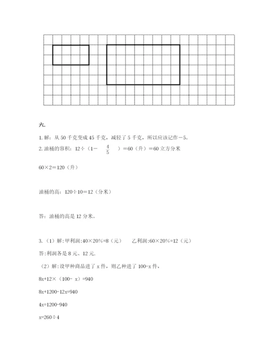 小学六年级数学摸底考试题精品【突破训练】.docx