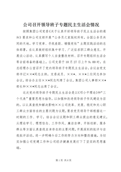 公司召开领导班子专题民主生活会情况.docx