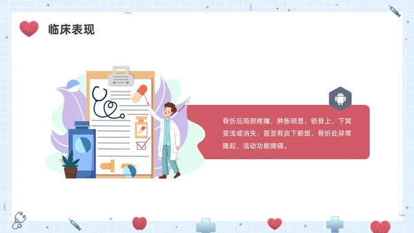 彩色水彩插画锁骨骨折护理查房企业培训PPT课件