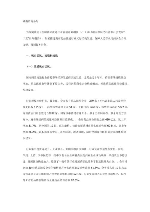 湖南省药品流通行业发展规划方案.docx