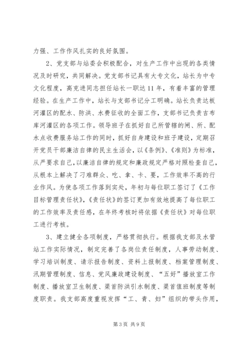 水管站党支部创建“五好”党支部汇报材料 (5).docx