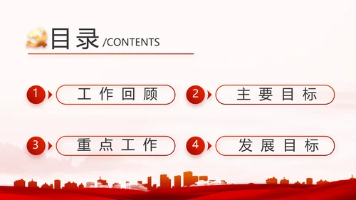 红色大气街道社区年度工作总结PPT动态模板