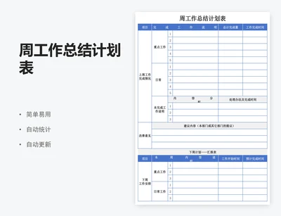 周工作总结计划表