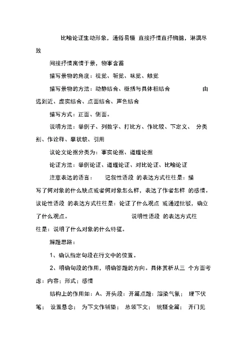 现代文阅读方法总结