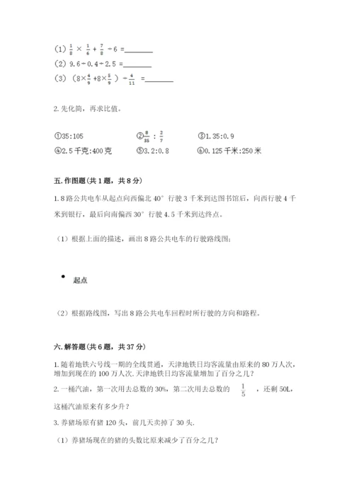 2022人教版六年级上册数学期末测试卷及参考答案（轻巧夺冠）.docx
