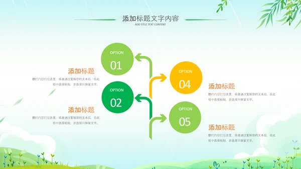 小清新绿遇见春天春季春暖花开植树ppt模板
