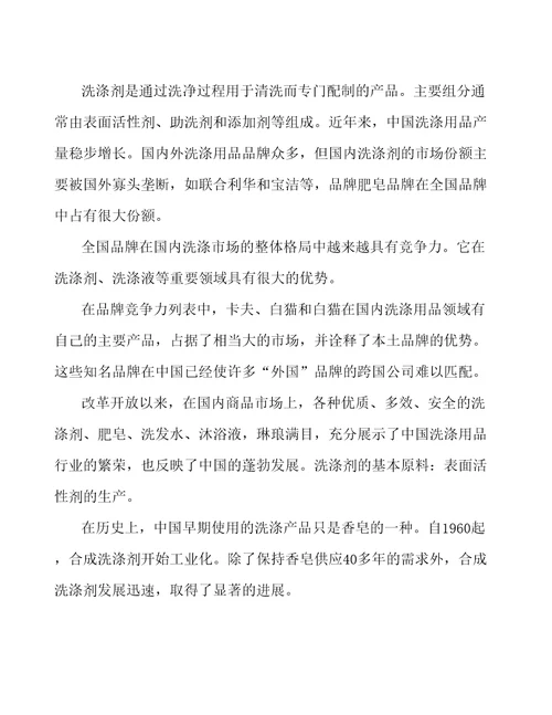 哈尔滨洗涤剂生产线项目经营分析报告