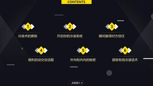 黑黄暖色冷读术人心沟通技巧教学PPT课件