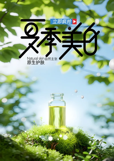 夏季美白护肤品宣传海报
